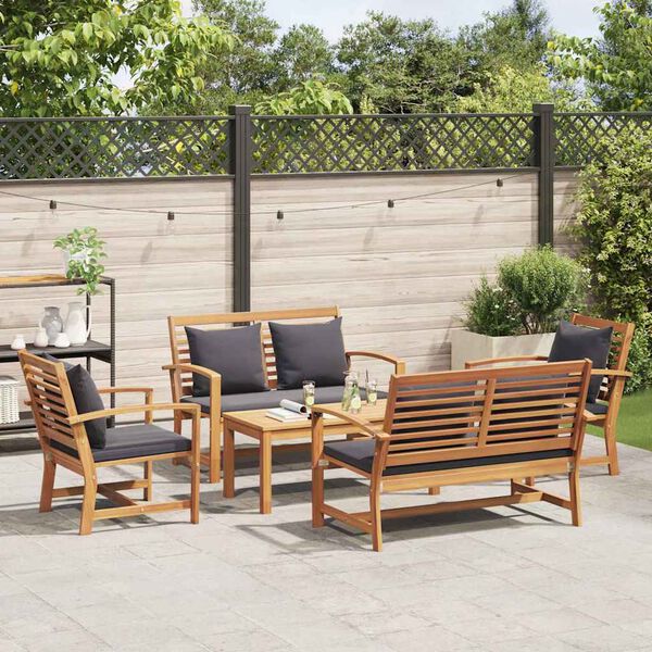 vidaXL Hagesofa Set Naturlig Heltre teak