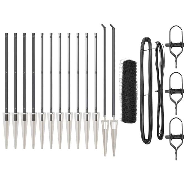 vidaXL Gjerdep&aring;le Gr&aring; 25 x 0,6 m (50 mm mesh) St&aring;l og PVC