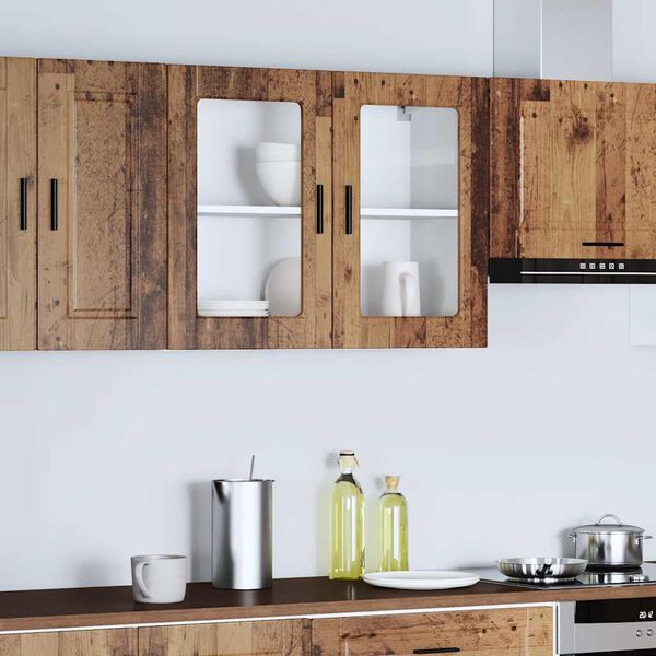 vidaXL Veggmontert kj&oslash;kkenskap med glassd&oslash;r Porto gammelt tre