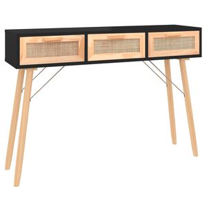 vidaXL Konsollbord svart 105x30x75 cm heltre furu og naturrotting