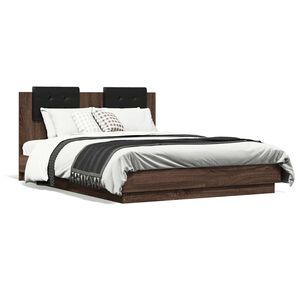 vidaXL Sengeramme med hodegavl brun eik 120x190 cm konstruert tre