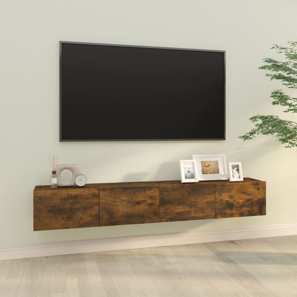 vidaXL Vegghengte TV-benker 2 stk r&oslash;kt eik 100x30x30 cm konstruert tre