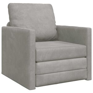 vidaXL Sammenleggbar Sofa seng Lysegr&aring; 74 x 77 x 81 cm Fl&oslash;yel