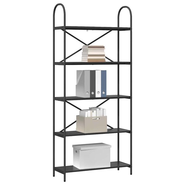 vidaXL Bokhylle Svart Eik 80 x 30 x 183 cm Konstruert tre