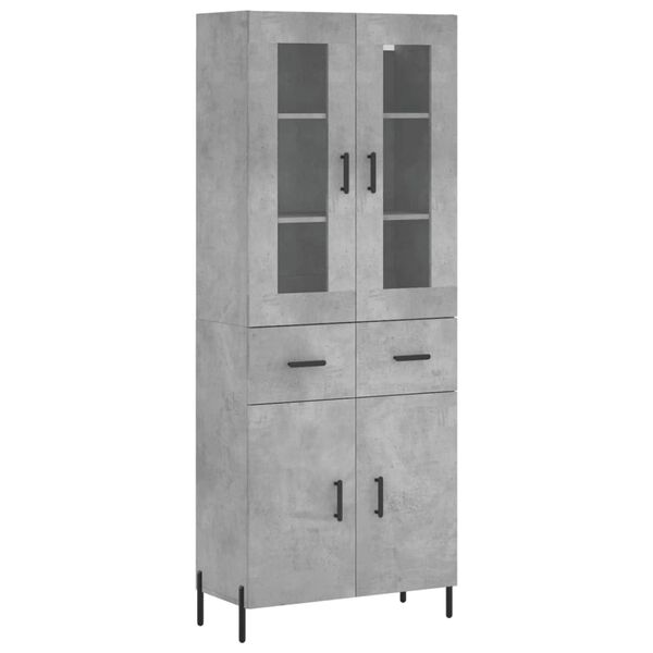 vidaXL Highboard betonggr&aring; 69,5x34x180 cm konstruert tre