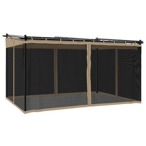 vidaXL Paviljong med nettingvegger gr&aring;brun 4x3 m st&aring;l