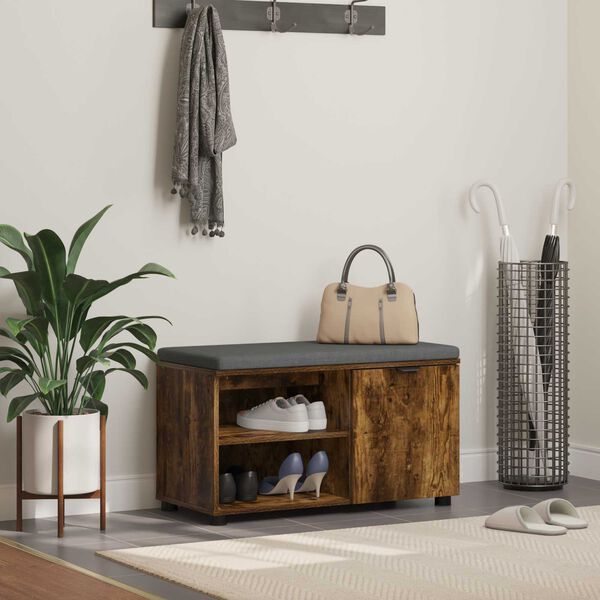 vidaXL Gangbenk R&oslash;kt Eik 80 x 38 x 46 cm Konstruert treverk og stoff