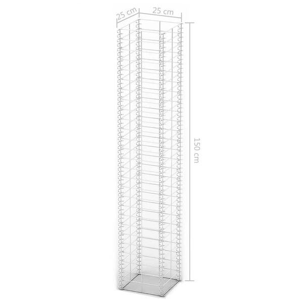 vidaXL Gabionsett 3 stk galvanisert tråd 25 x 25 x 150 cm