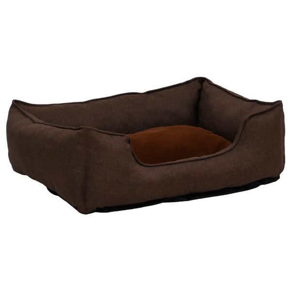 vidaXL Hundeseng brun 65x50x20 cm fleece med linutseende