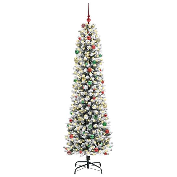 vidaXL Kunstig juletre med 300 LED Hvit 240 cm PVC og Metall og Plast