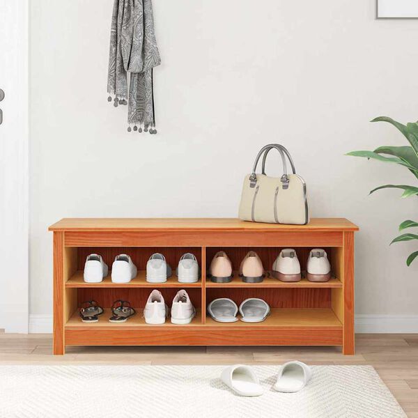 vidaXL Oppbevaringsbenk Vokset Brun 110 x 38 x 45,5 cm Massiv furu