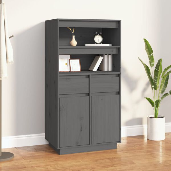 vidaXL Highboard gr&aring; 60x40x116,5 cm heltre furu