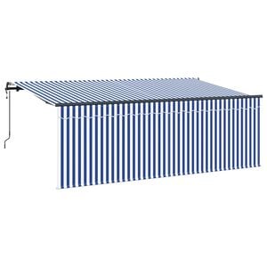 vidaXL Uttrekkbar markise Bl&aring; og hvit 350 x 200 cm