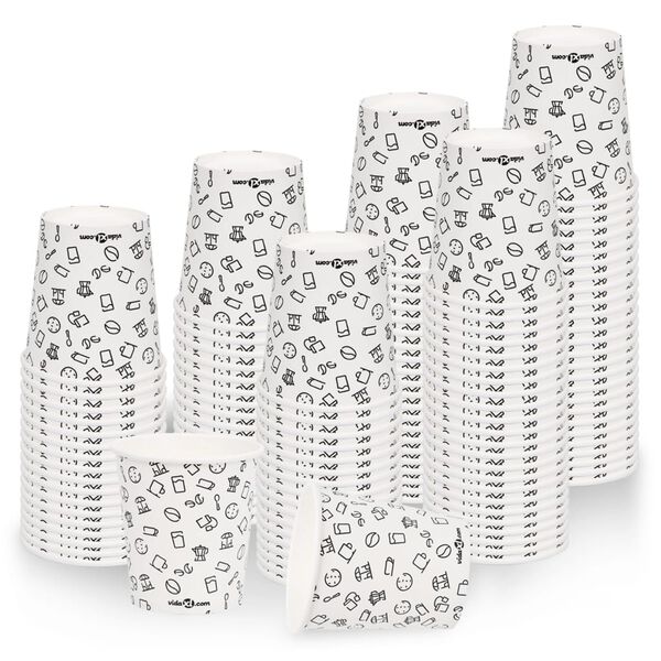 vidaXL Kaffepapirkopper 200 ml 100 stk hvit og svart