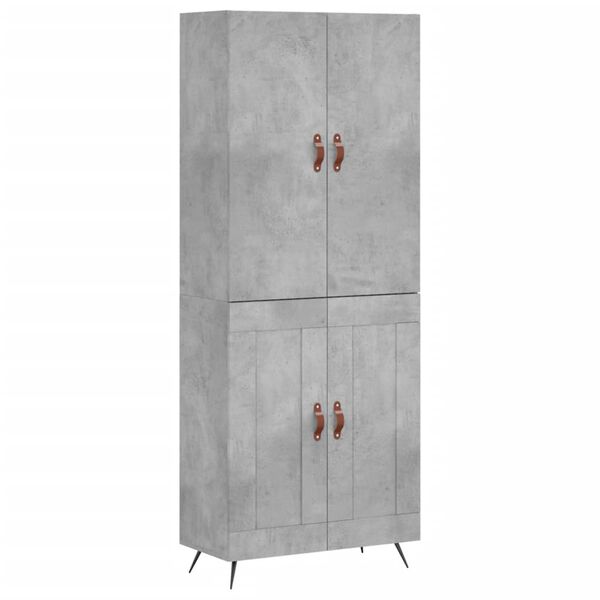 vidaXL Highboard betonggr&aring; 69,5x34x180 cm konstruert tre