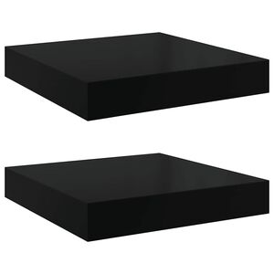 vidaXL Flytende vegghyller 2 stk h&oslash;yglans svart 23x23,5x3,8 cm MDF