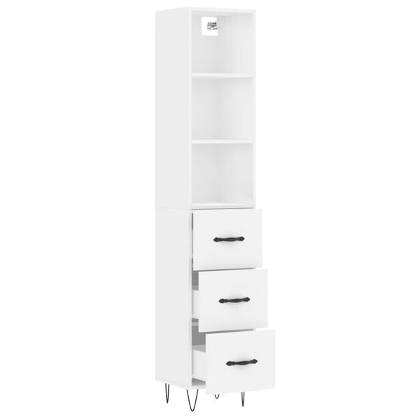vidaXL Highboard hvit 34,5x34x180 cm konstruert tre