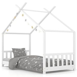 vidaXL Sengeramme for barn heltre furu hvit 70x140 cm