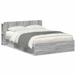 vidaXL Sengeramme med oppbevaring Gr&aring; Sonoma 140 x 190 cm