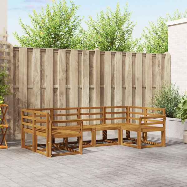 vidaXL Utend&oslash;rs sofa-sett 6 pcs Naturlig Solid akasietre