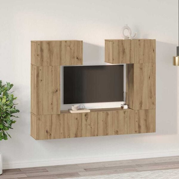 vidaXL TV-benksett 6 pcs artisan eik 80 x 30 x 30 cm Konstruert tre