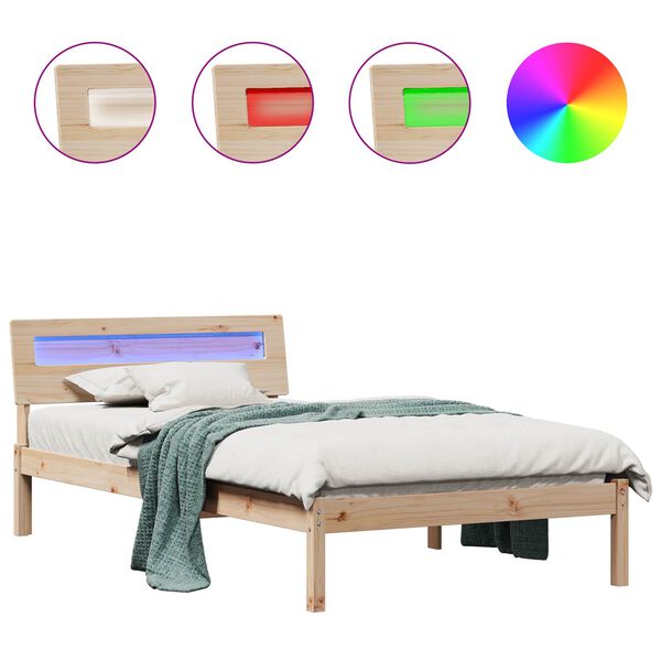 vidaXL Sengestamme med hodegjerde Brun 90 x 190 cm Massiv furu