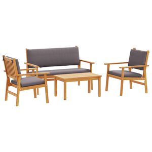 vidaXL Hagesofa Set med pute 4 pcs Brun Massivt akasietre