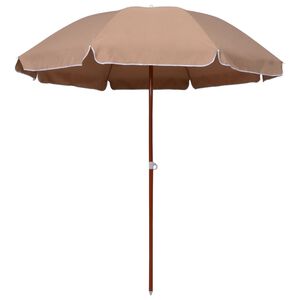 vidaXL Hageparasoll med st&aring;lstang 240 cm gr&aring;brun