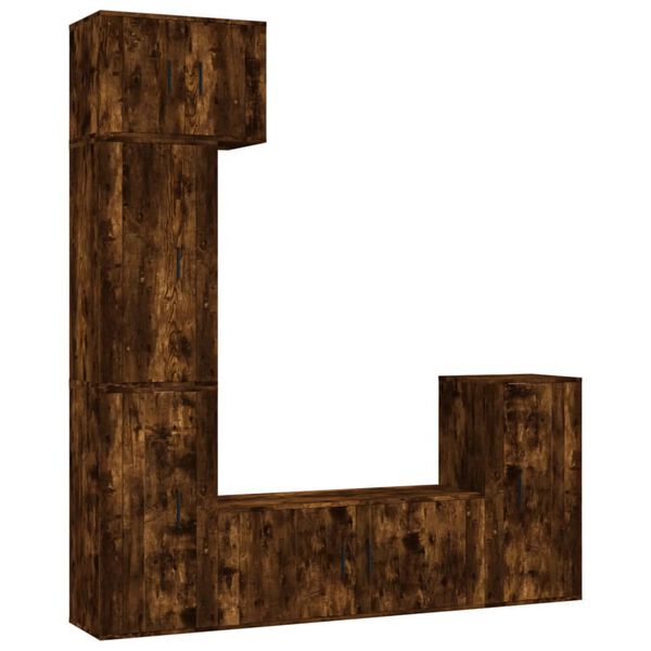 vidaXL TV-skapsett 5 deler røkt eik konstruert tre