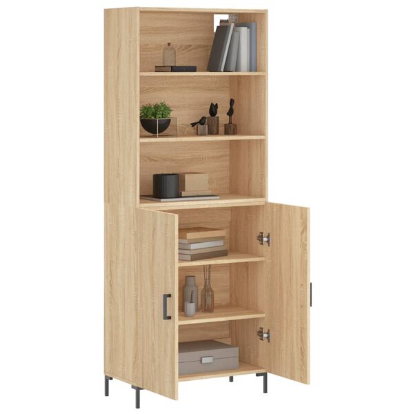 vidaXL Highboard sonoma eik 69,5x34x180 cm konstruert tre