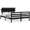 vidaXL Sengeramme med hodegavl svart 140x190 cm heltre