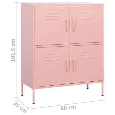 vidaXL Oppbevaringsskap rosa 80x35x101,5 cm stål