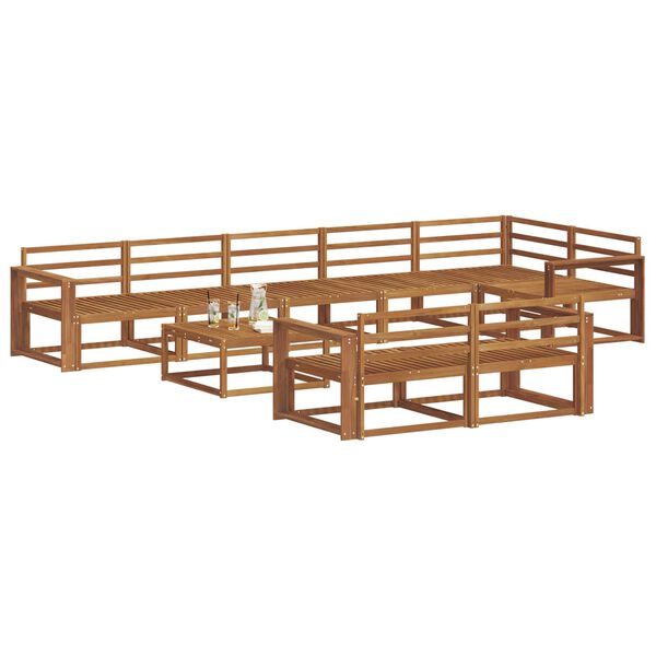 vidaXL Utend&oslash;rs sofa-sett 9 pcs Naturlig Solid akasietre