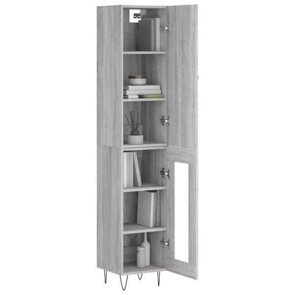 vidaXL Highboard gr&aring; sonoma 34,5x34x180 cm konstruert tre