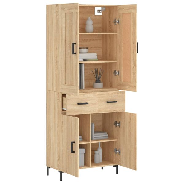 vidaXL Highboard sonoma eik 69,5x34x180 cm konstruert tre