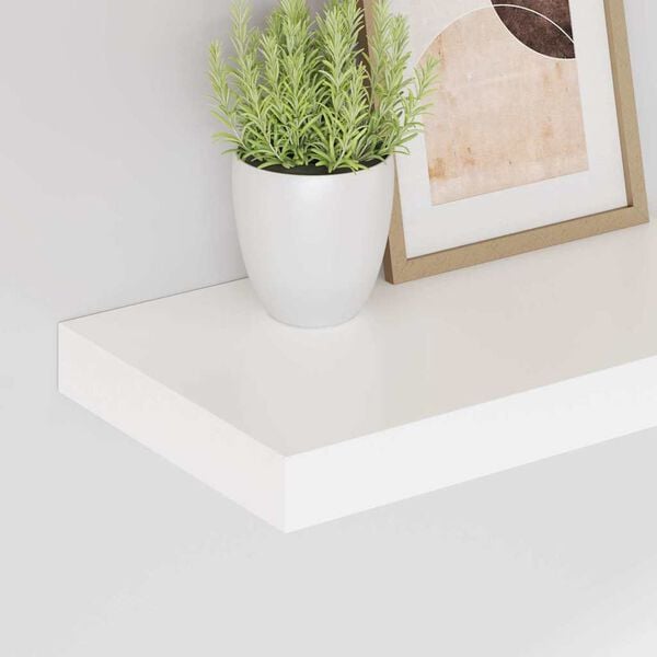 vidaXL Flytende vegghyller 2 stk h&oslash;yglans hvit 40x23x3,8 cm MDF