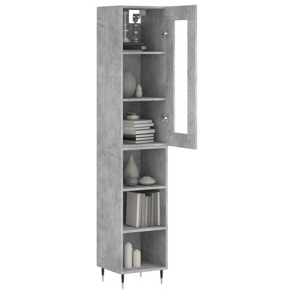 vidaXL Highboard betonggr&aring; 34,5x34x180 cm konstruert tre