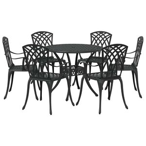 vidaXL Hage Spisegruppe 7 pcs Svart Aluminium