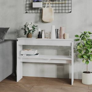 vidaXL Konsollbord h&oslash;yglans hvit 102x30x80 cm konstruert tre