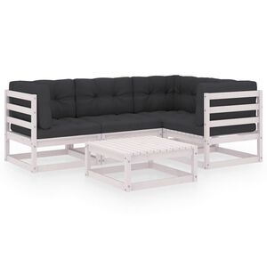 vidaXL Hagesofagruppe med puter 5 deler heltre furu