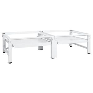 vidaXL Stativ til vaskemaskin/t&oslash;rketrommel med uttrekkbare hyller hvit