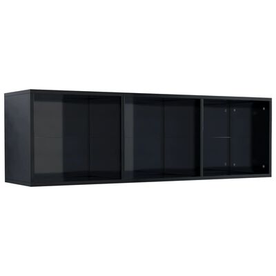 vidaXL Bokhylle/TV-benk svart høyglans 36x30x114 cm sponplate