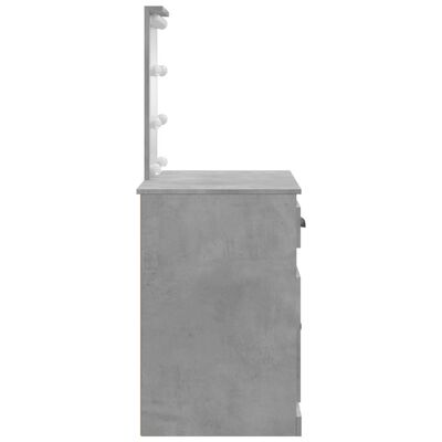 vidaXL Sminkebord med LED-lys betonggrå 90x42x132,5 cm