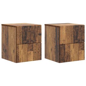 vidaXL Vegghengt Nattbord 2 stk. Gammelt tre 33 x 34,5 x 40 cm
