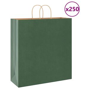 vidaXL Papirposer 250 stk med h&aring;ndtak gr&oslash;nn 45x17x48 cm