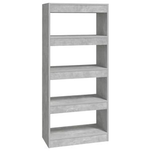 vidaXL Bokhylle/romdeler betonggr&aring; 60x30x135 cm konstruert tre