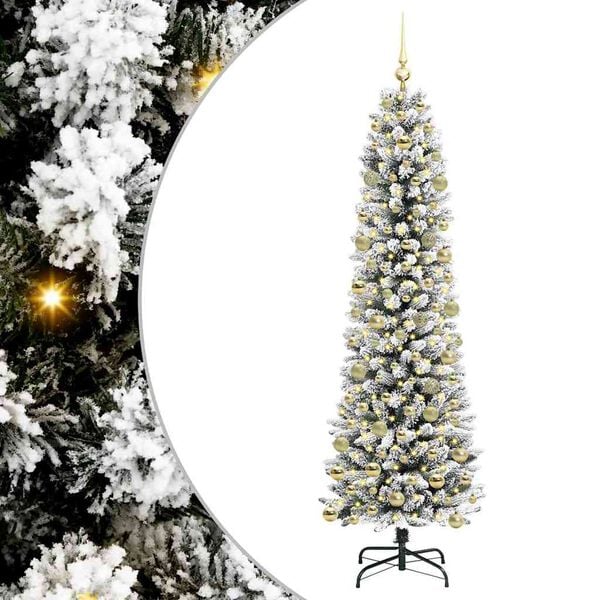 vidaXL Kunstig juletre med 300 LED Hvit 210 cm PVC og Metall og Plast