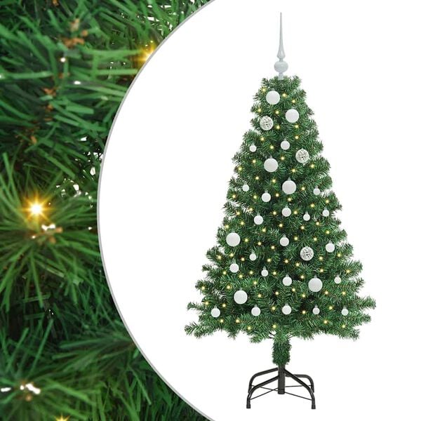 vidaXL Kunstig juletre med 150 LED gr&oslash;nn 150 cm PVC og St&aring;l og Plast
