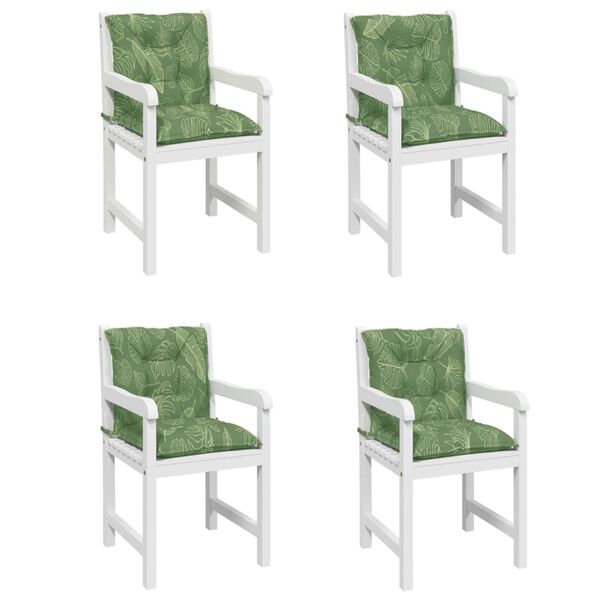 vidaXL Stolputer med lav ryggst&oslash;tte 4 stk bladm&oslash;nster stoff