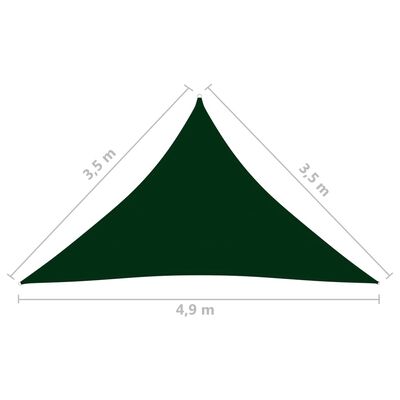vidaXL Solseil oxfordstoff trekantet 3,5x3,5x4,9 m mørkegrønn